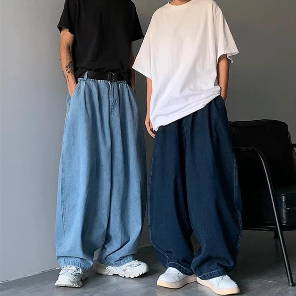 Gerade Jeans Männer Blau Lose Denim Hose Neutral Y2K Jean Streetwear Casual Wide Jeans Mans Hosen Männer Baggy Hip Hop