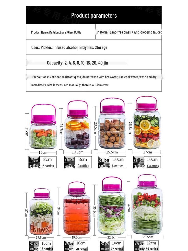 Large Capacity Sealed Glass Jar: Perfect for Wine, Kimchi, Pickling, and Brewing