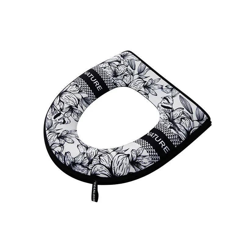 1Pcs Thickened Toilet Seat Zipper Toilet Cover Cartoon Universal Waterproof Toilet Cover Simple Universal Waterproof Seat Pad чёрный