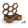 Gewürzbox aus Holz mit Löffelbehälter für Küchen-Masala