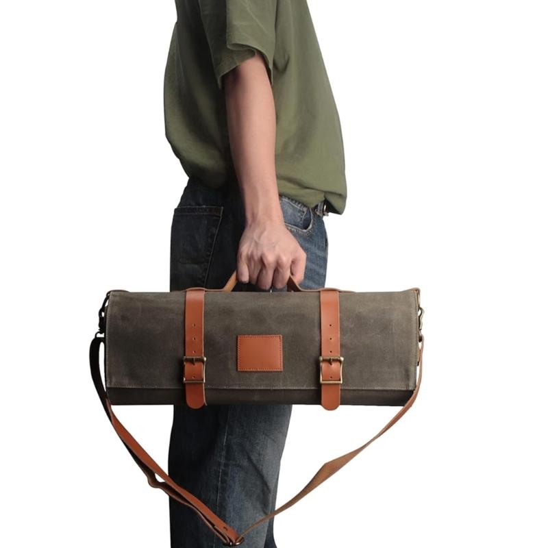 Stylish and Practical Cooking Tool Bag Canvas Chefs Tool Roll Pouches for Pastry Chefs BBQ Lover and Culinary Students