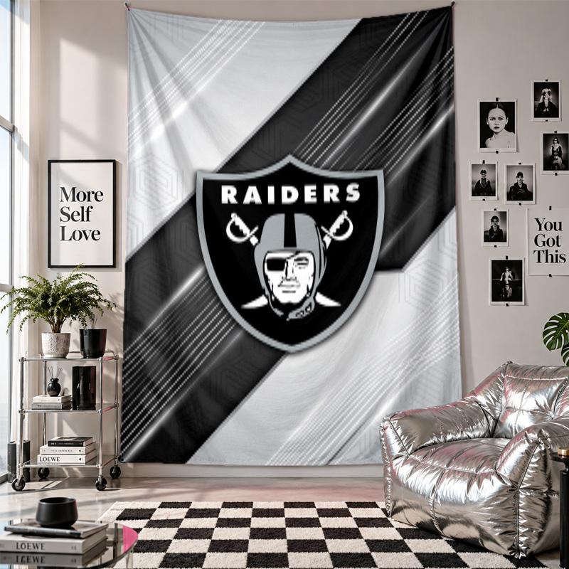 Las Vegas Raiders Wandteppich Heimdekoration Wandbehang Stoff für Schlafzimmer Wohnzimmer Hintergrund