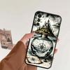 Vintage Compass Illustration Phone Case For Motorola G85 Edge 50 G24 G35 G14 G04 40 G72 G34 G G54 G13 G32 5G Black