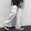 Men Cargo Pants Solid Color Hip-hop Style Loose Pattern Multi Pockets Elastic Waist Men Trousers Daily Clothes