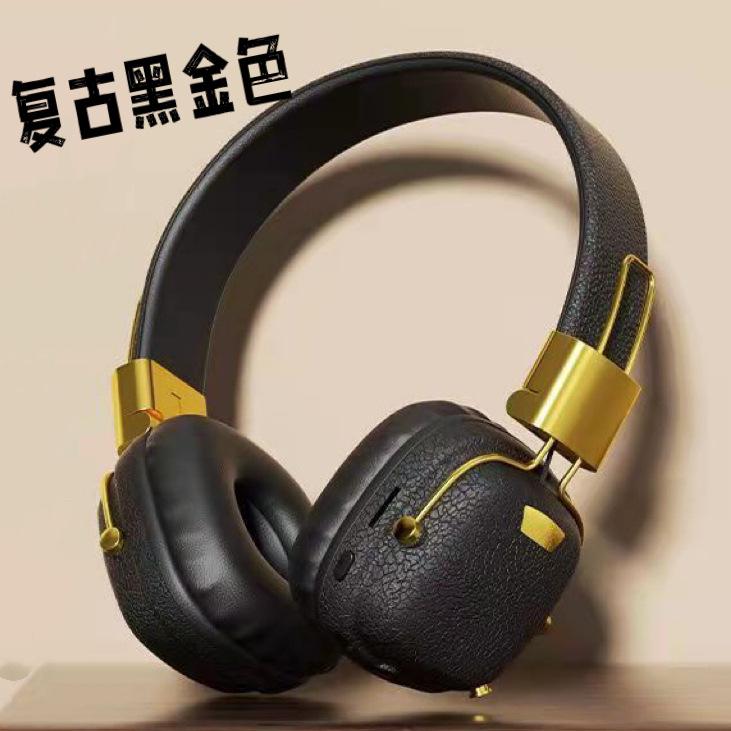Retro Foldable Noise-Canceling Bluetooth Over-Ear Headphones: Long Battery Life & High Sound Quality, Multi-Functional Wireless Design.