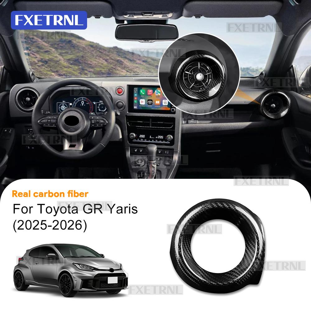Real Dry Hard Carbon Fiber Sticker For Toyota GR Yaris 2025 2026 LHD RHD Car Driver Passenger Co-Pilot Side Outlet Interior Trim