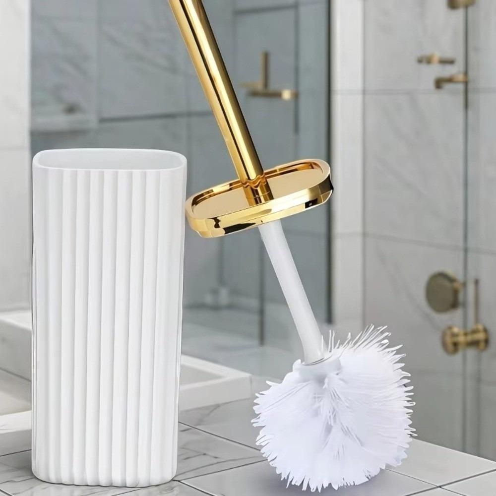 

Professional Toilet Brush Set with Adjustable Height Handle Corrosion Resistant Corner Gap Brush 360° Rotating Compact Stand белый