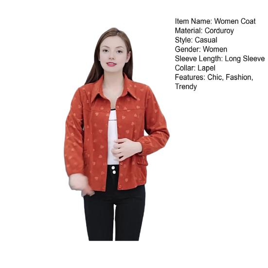 Women's Corduroy Shackets Jacket Oversized Button Down Lapel Coat Casual Long Sleeve Blouses Tops Fall Outerwear