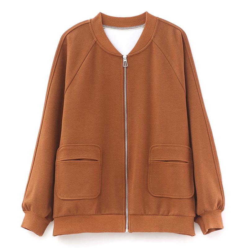 Women's Spring 2024 Hong Kong Style Loose Baseball Jacket - Plus Size Slimming