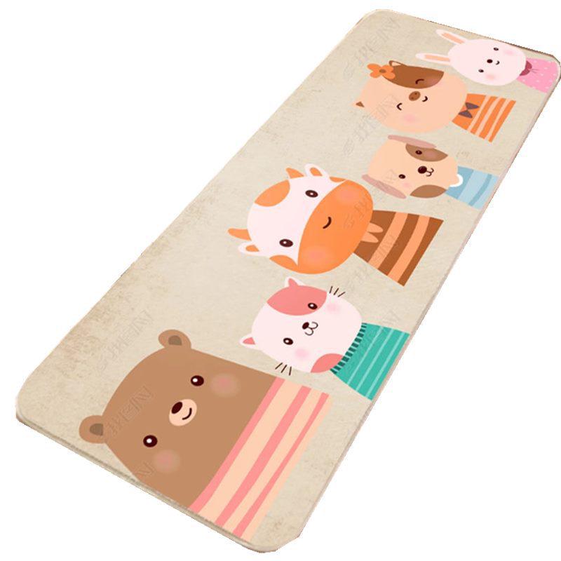 Modern Cartoon Bedside and End-of-Bed Carpet – Long Strip Floor Mat for Bedroom and Living Room