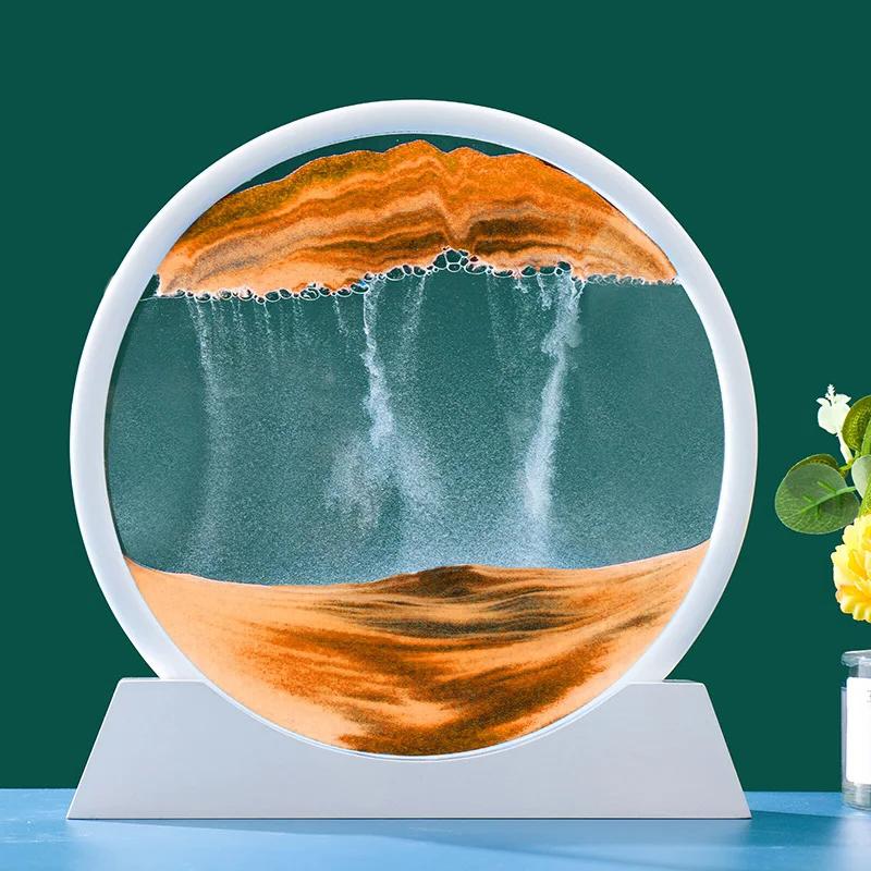 12 Zoll 3D fließende Sandmalerei Kunst Sanduhr Mountain View Sport Display Mobile Sand Tabelle Büro Wohnzimmer Home Dekoration