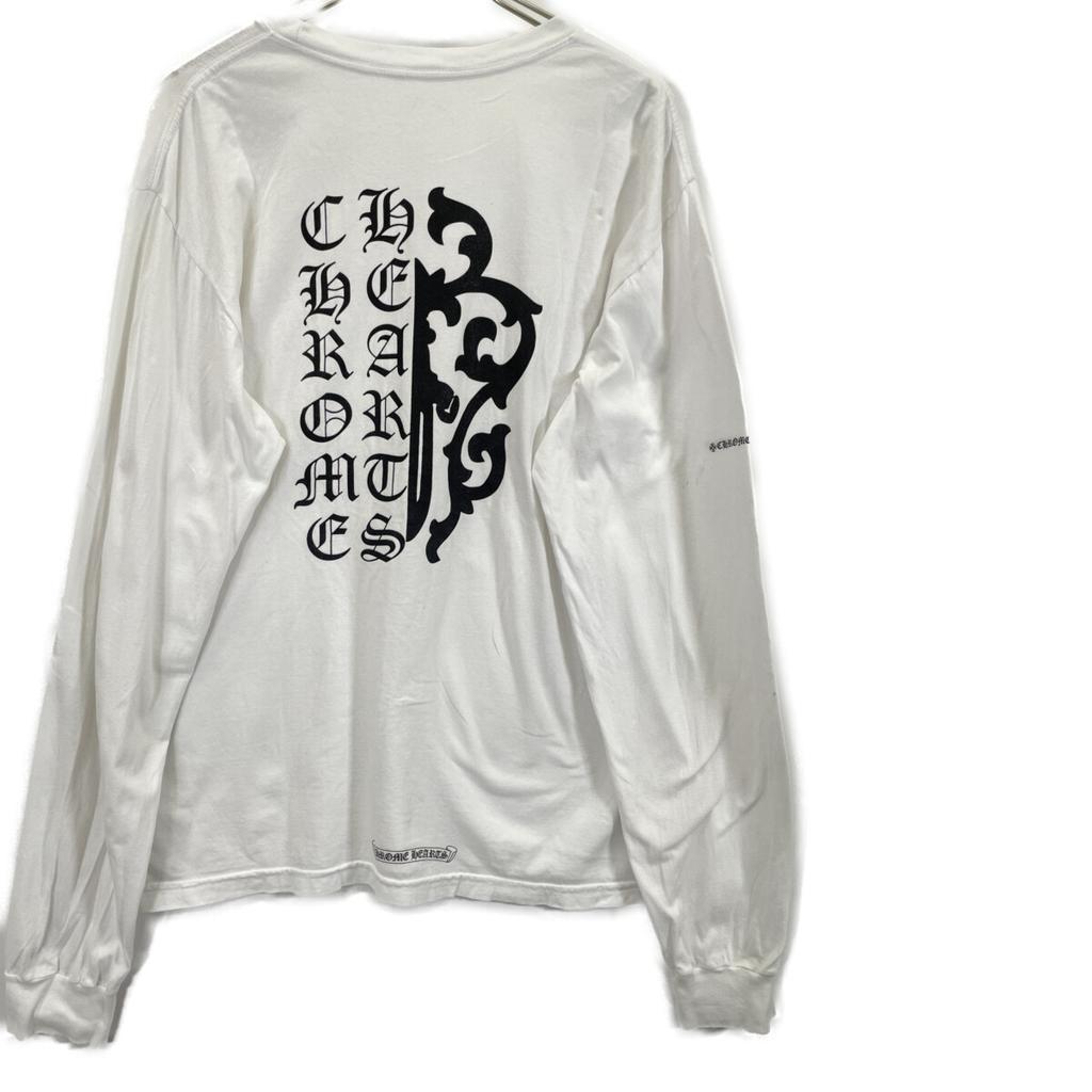 CHROME HEARTS Half Undershirt Print L/S Shirt Tops L whiteUsed