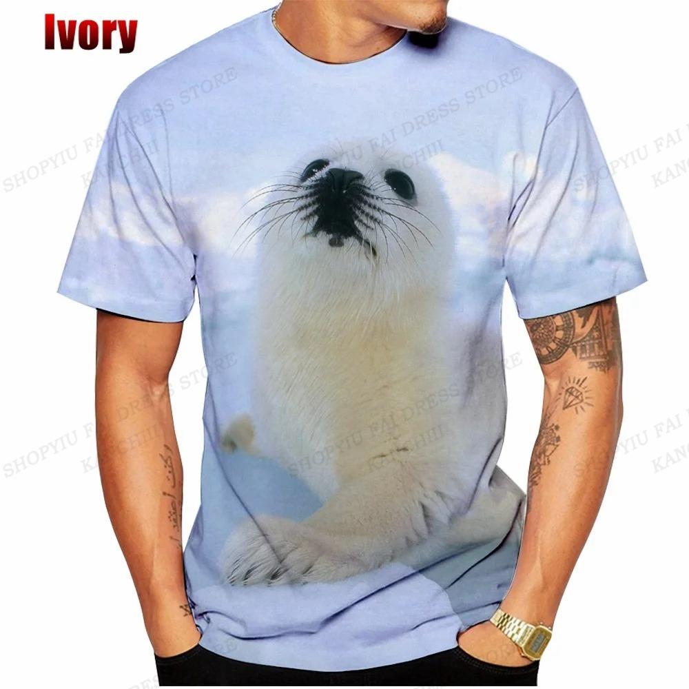 

Чоловіча футболка Тварина Тюлень 3D Друк Футболка Чоловіки Жінки Модна футболка Дитячі Топи Футболки Топи Ведмідь Аніме Мультфільм Футболка Діти XS