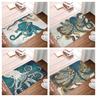 Criaturas Marinas Pulpo Vida Marina Náutico Azul Felpudos Suelo de Cocina Baño Entrada Alfombrilla Absorbente Interior Baño felpudo