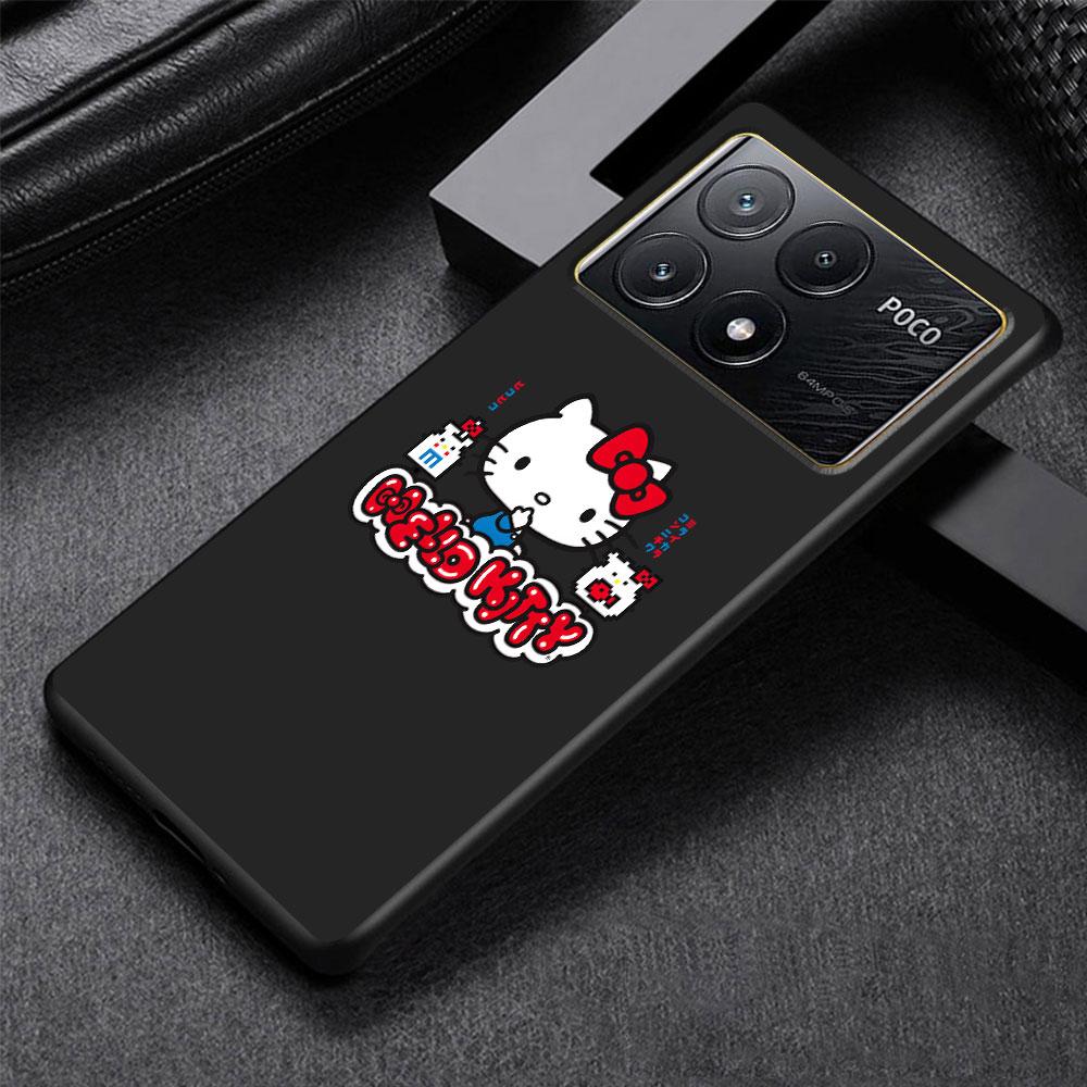 

Hello Kitty Cartoon Case for Xiaomi Poco M3 X3 NFC X5 M5s M4 Pro 5G F3 Black Silicone Soft Phone Cover Coque Xiaomi Poco F3