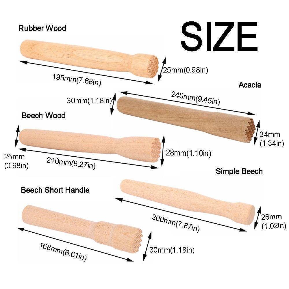 Sturdy Beech Wood Muddler Food Safe Long Handle Fruit Tea Pounding Stick Wear-resistant Heavy Duty Wooden Fruit Tea Muddler