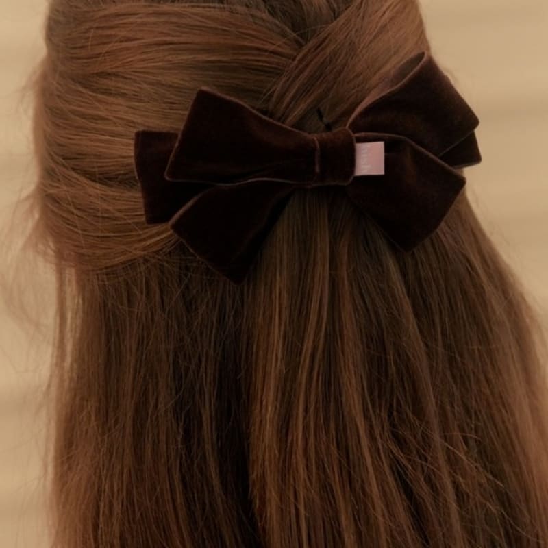 

hish velvet bow - brown brown