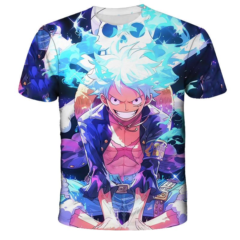 T-shirt da Uomo Anime One Piece 2025 Cartone Animato Manica Corta Cosplay Luffy Top di Gamma Larga e Traspirante Abbigliamento da Uomo Nero