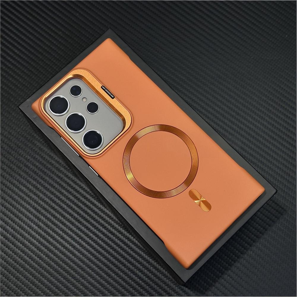 Luxury Broderless Magnetic Camera Stand Holder Case For Samsung S26 Ultra S25 FE S24 Plus For Magsafe Wireless Charging Cover