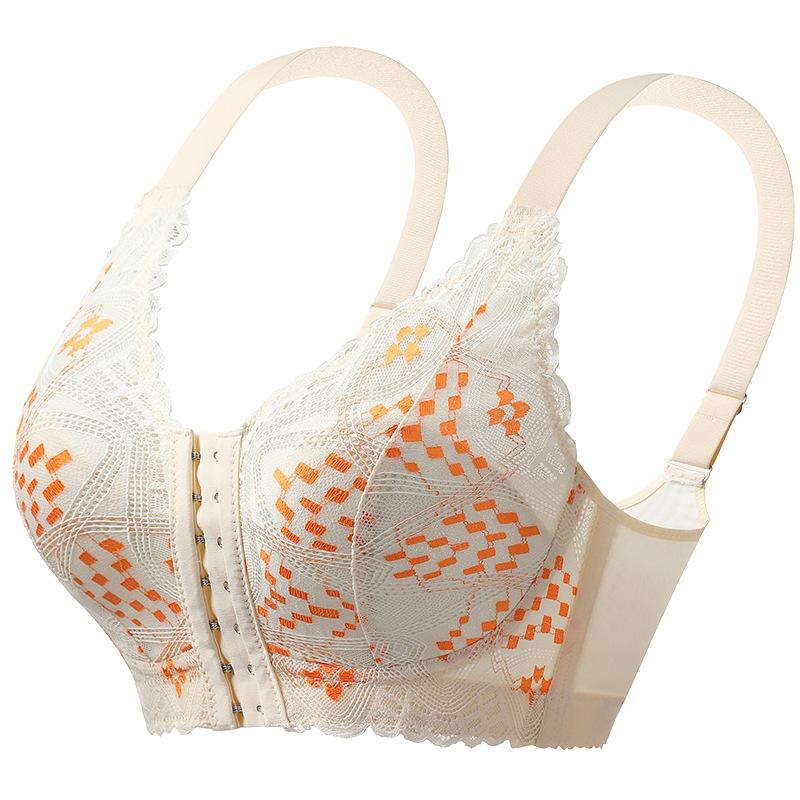 Breathable large size lace underwear women's no steel rim gathering tube top adjustment type breast collection anti-sagging sexy bra