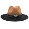 Trendy Tibetan Top Hat, Western Cowboy Hat, Bull Head Big Brim Woolen Felt Hat Gradual Change Color Spray Paint Two-Color Hat