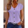 BITCED Women's Fashion Casual Solid Color Print Short Sleeve V-Neck  Blouses & Shirts