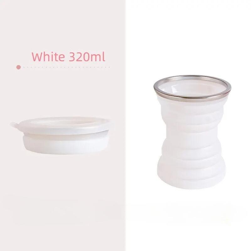 Portable Silicone Foldable Cup Lanyard Heat With Cups Lid Collapsible Resistant Folding Storage Travel Mug For Hot Water