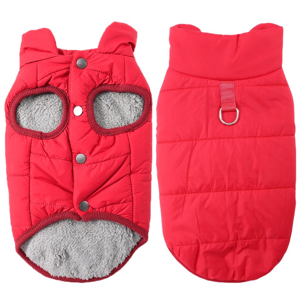 

Thicken Fleece Dog Jacket For Winter Warm Puppy Coat With D-ring Outdoor Waterproof Pet Outfits For Small Medium Dogs Chihuahua XS красный