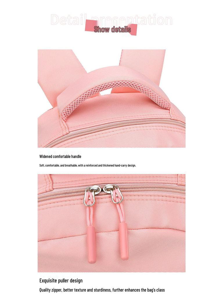 Girls' Trendy Lightweight Backpack: Spine-Protective, Double Shoulder Design for Grades 3-6