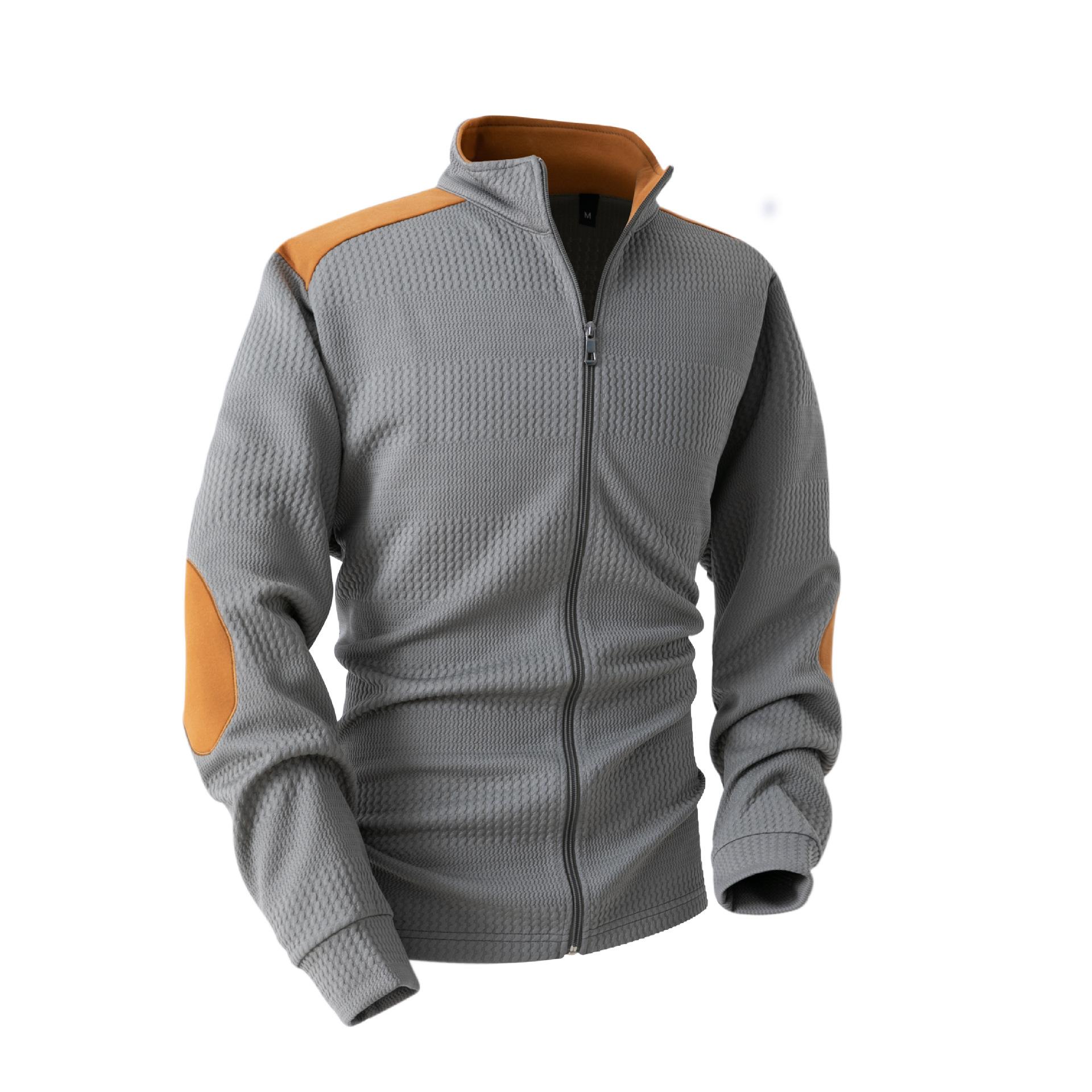 

Весна Осень Мужская Повседневная Куртка Классическая Жаккардовая Модная Лоскутная Лацкан Молния Тенденция Свободный Длинный Рукав Кардиган Верхняя Одежда Пальто S серый