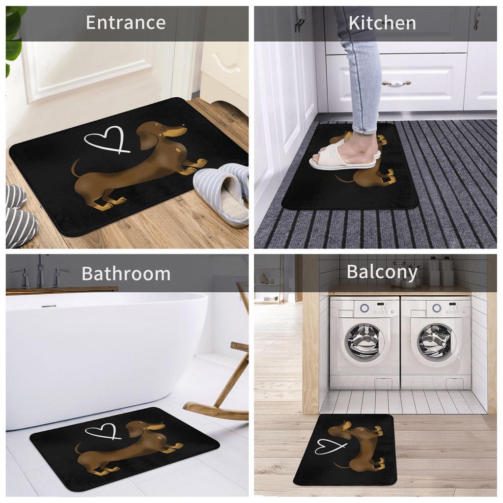 Dachshund Love Doormat Mat Anti-Slip Wiener Badger Sausage Dog Bathroom Kitchen Toilet Rug Carpet 40*60cm