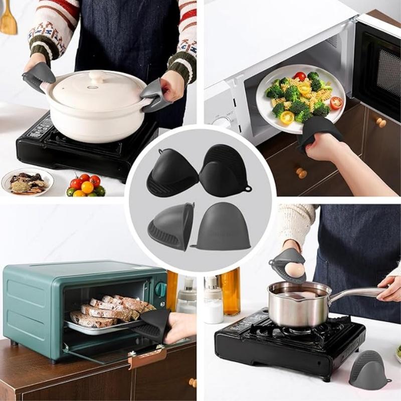 2PCS Oven Mitts, Silicone Pot Holders Heat Resistant, Mini Oven Gloves for Kitchen, Thickened Silicone Hot Pads for Cooking