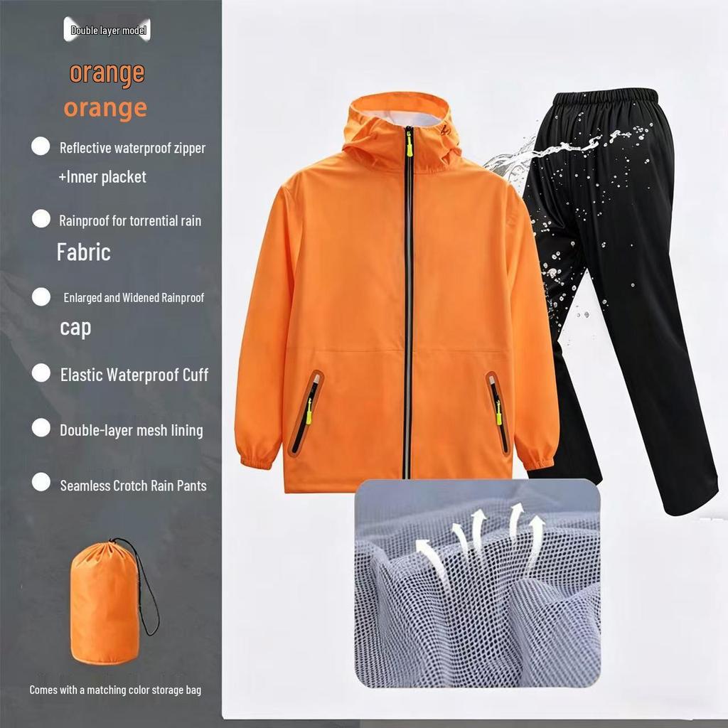 Unisex Full-Body Rainproof Raincoat and Pants Set for Outdoor Activities