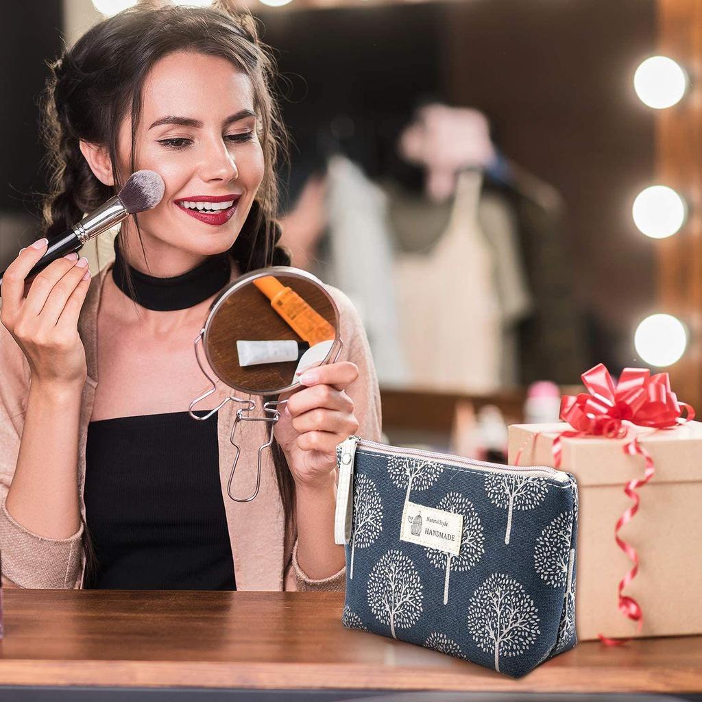 Large Canvas Makeup and Toiletry Bag with Zipper - Travel Storage Purse