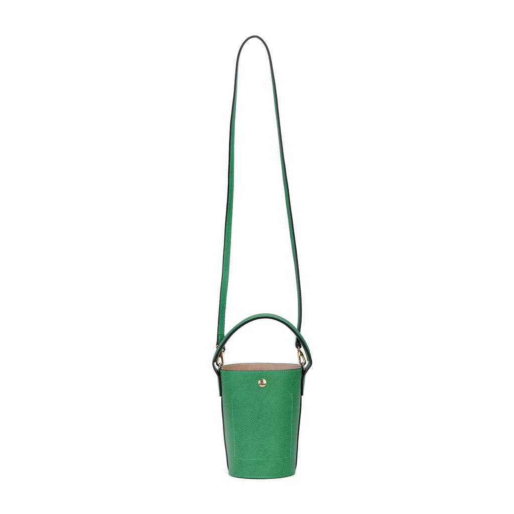 Longchamp Épure 12 Short Handle Snap Closure Leather Bucket Bag Mini Women Bags Green 10213HYZ129