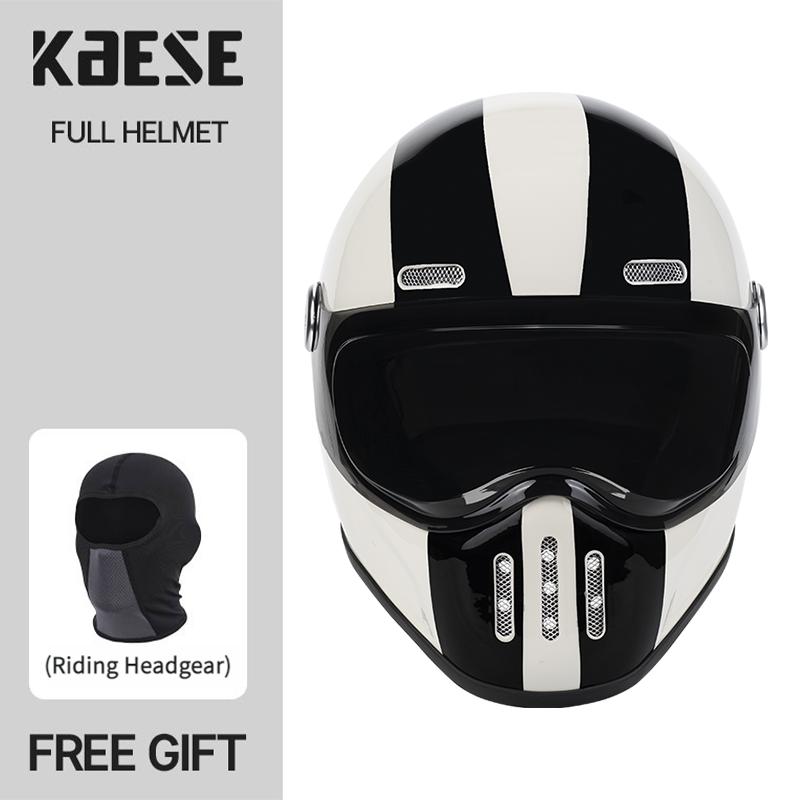 New Fashion Retro Motorcycle Helmets Fiberglass Shell Vintage Cafe Racer Fiber Glass Full Helmet for Motocross Scooter