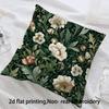 Elegant Floral Pillow Cover, Dark Green And White Botanical Design Cushion Case For Living Room Bedroom Home Decor Gift