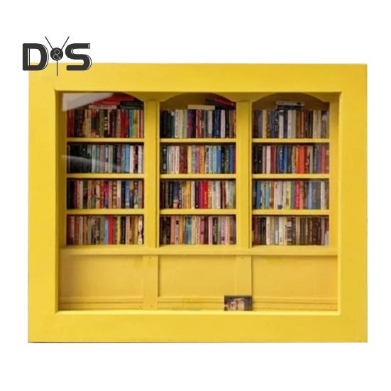 Mini knihovna pro úlevu od úzkosti Dřevěná miniaturní simulovaná polička s 200 ks Mini kniha s úlevou od stresu Hračka na stolní knihovnu pro domácí kancelář