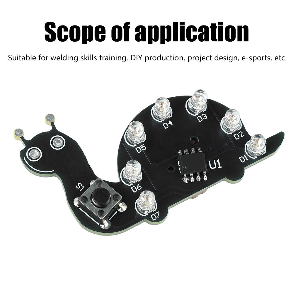 DIY Soldering Practice Kit Snail-Shaped LED Light Module for Beginners with 7 LEDs and 6 Modes Electronic Welding Training Board
