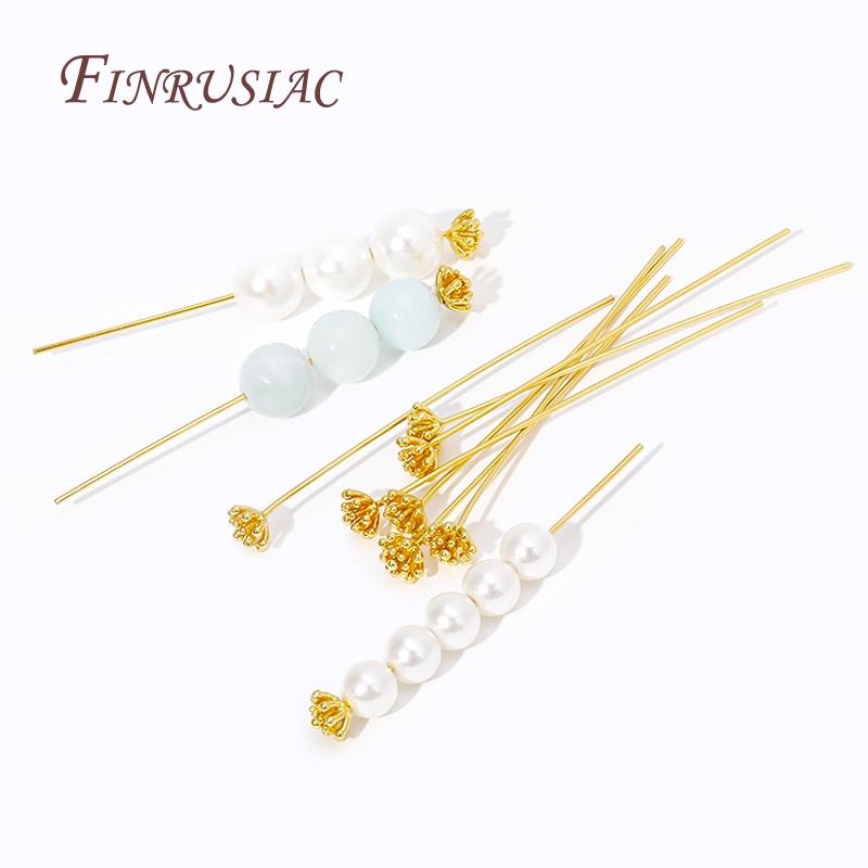 5/10Pcs 18K Gold Plated Flower Shaped Flat Pins For Beads,High Quality Pins For DIY Handmade Jewellery Making Accessories