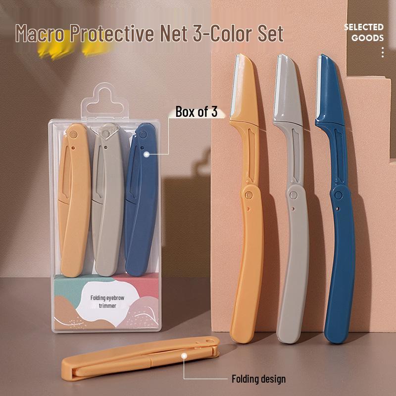 Portable Safety Folding Eyebrow Razor for Beginners - Stainless Steel Blade, Makeup Tool