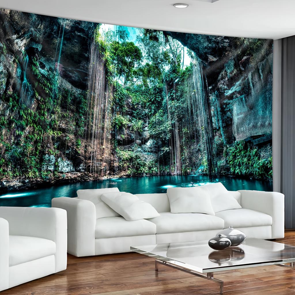 1Pc Ultra Large Size Cave Natural Swimming Pool Scenery Photo Background Wall Tapestry-Large Size Decorative Hanging Cloth
