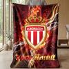Monaco FC Custom Name Text Flannel Blanket Soccer Logo Personalized Fleece Throw Blanket Special Gift For Sofa Bedroom Home