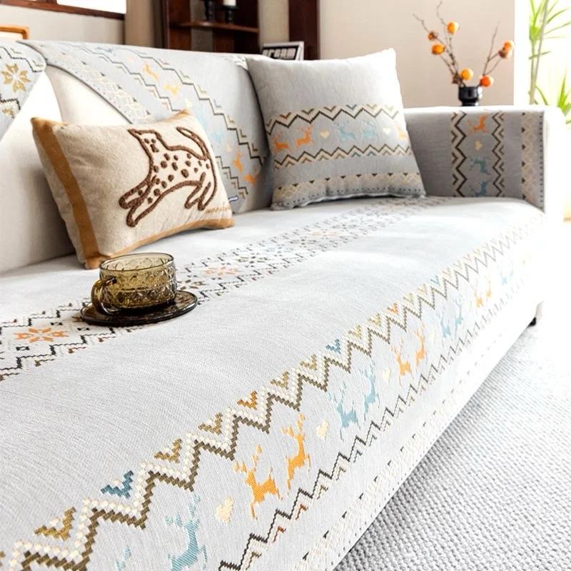 

1/2/3 Seater Chenille Sofa Mat Cover for All Seasons Universal Non-slip Back Towel Cover Cloth Armrest Couch Protector 70x70cm 1pc