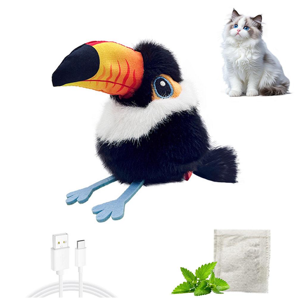 Bird Automatic Cat Toy Simulation Bird Chirping Flying Cat Interactive Toy Rechargeable Touch Activated Pet Toy Cat Supplies