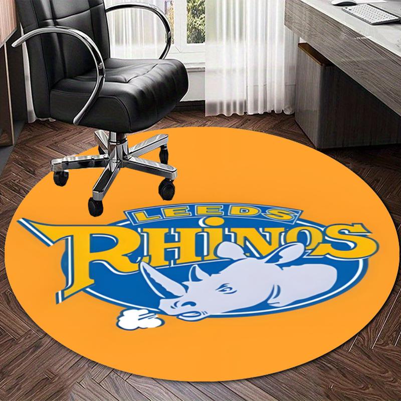 Personalized Leeds Rhinos Round Chair Office Rug - Perfect for Mat, Office Chair & More - Ideal Gift for Birthdays and Holidays