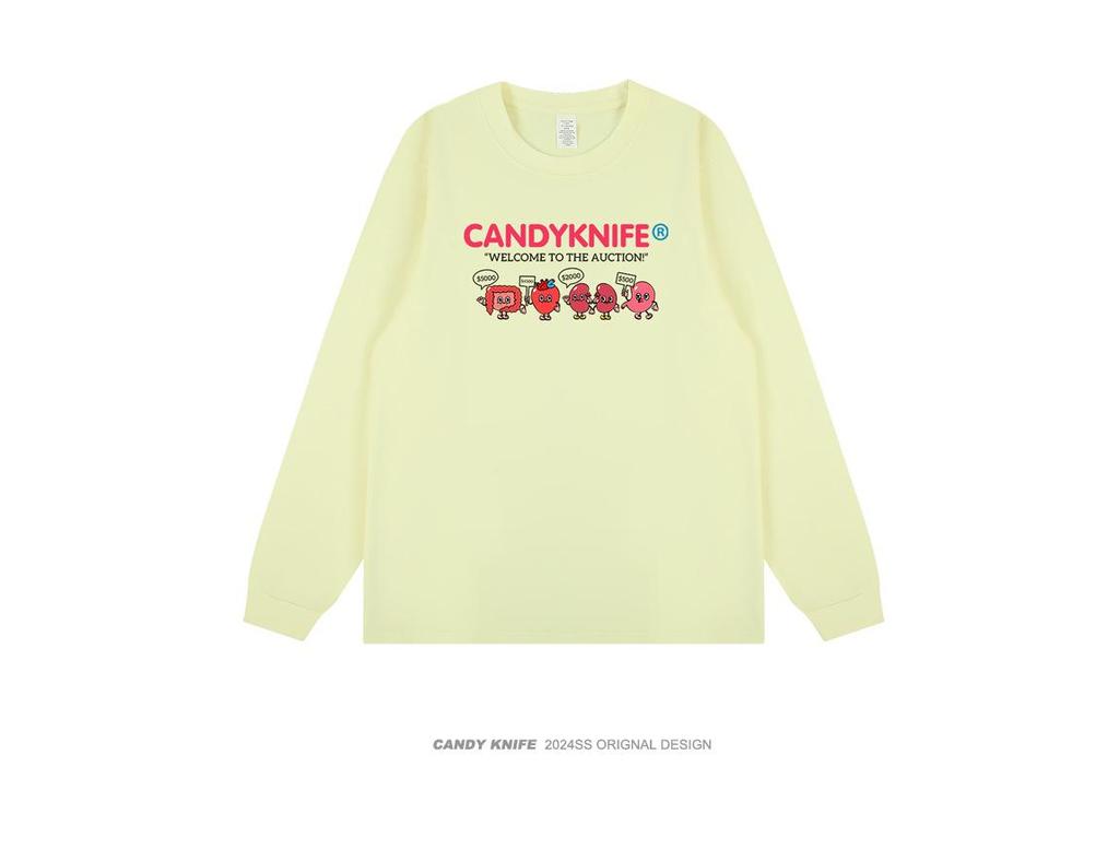 Korean Style Cartoon Print Long Sleeve T-Shirt – Trendy Autumn/Winter Streetwear