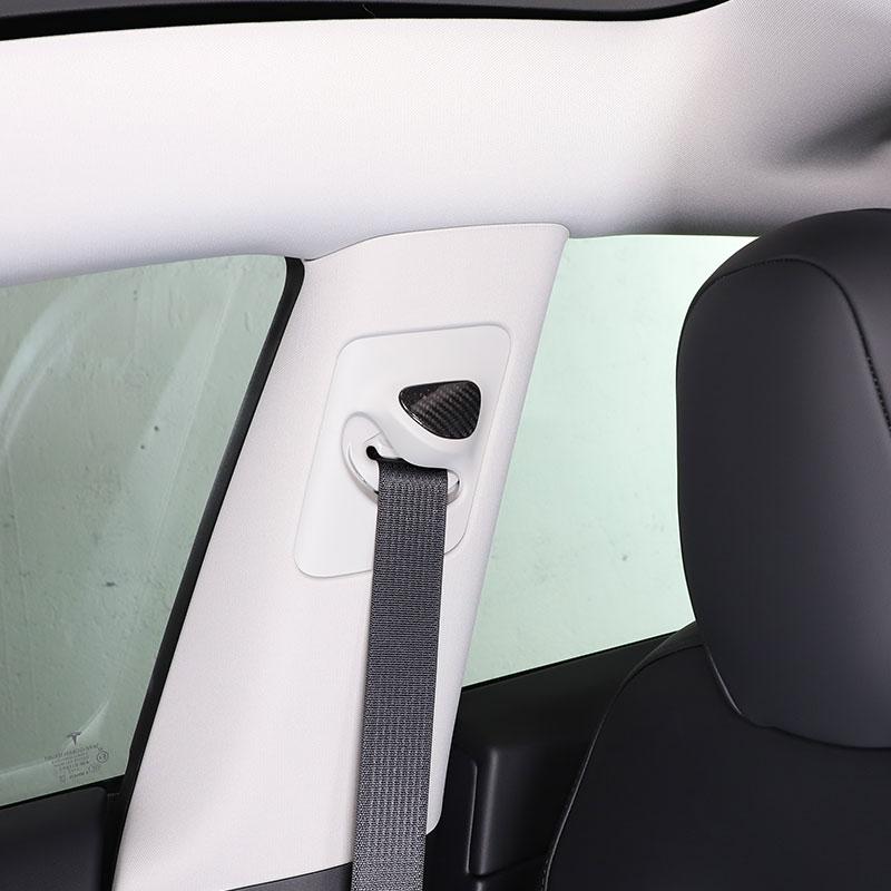 For Tesla Model 3 For Tesla Model Y 2017-2022 Real Carbon Fiber Car Roof Safety Belts Buttons Cover Trim Sticker Car