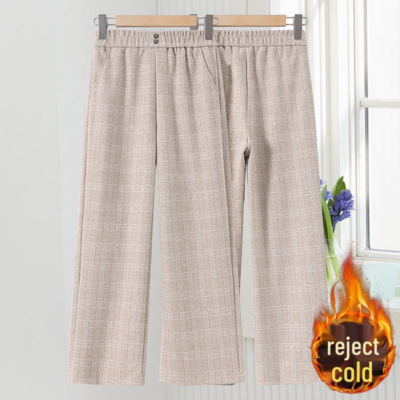 2026 Winter Fashionable High-Waisted Woolen Straight-Leg Pants for Mid-Aged Women: Stylish, Slightly Stretchy, and Casual