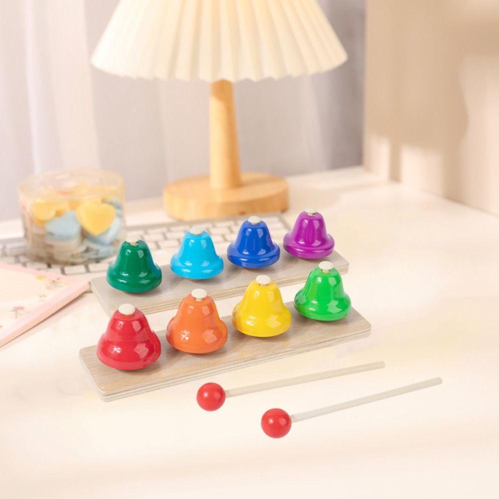Wooden Percussion Instrument Children Toys Metal Bell Musical Learning Toy Teaching Aids